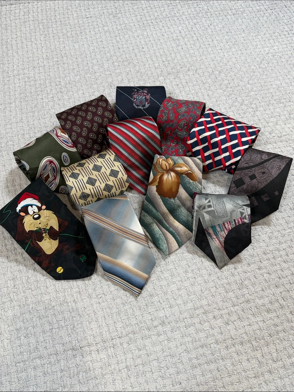 Bundle 12 Vintage Floral Striped Floral Paisley Abstract Multi Colored Silk Ties